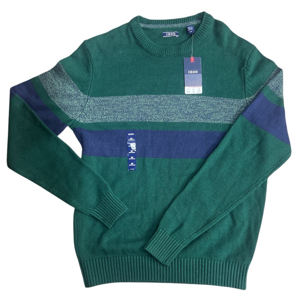 IZOD Green and Blue Knit Men's Sweater Size Small